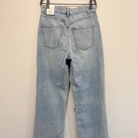 NWT Zara Distressed High Rise Wide Leg Jeans Size 6 - Picture 2 of 8